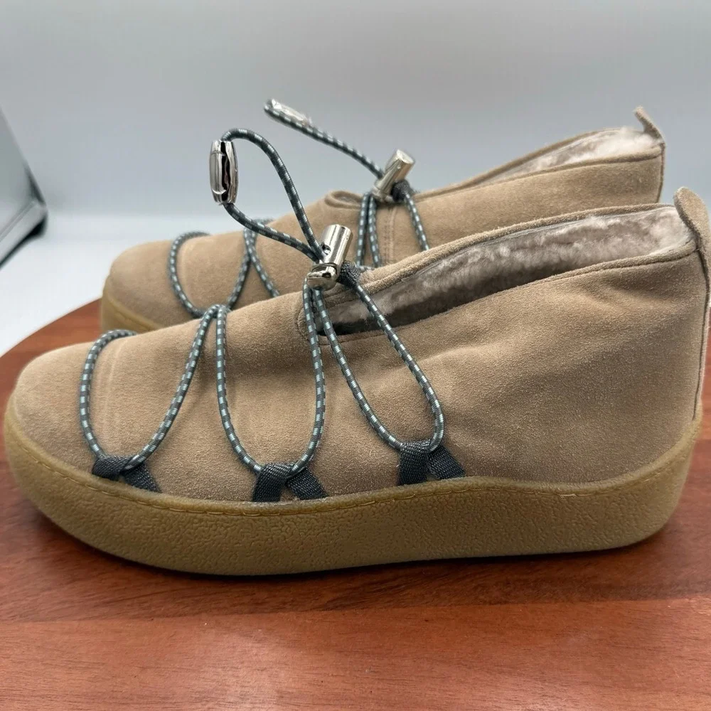 Free People Snowdrop Mico Mukluk Shearling Platform Boots‎ Tan Suede Womens 8